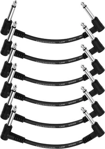 Donner confezione da 6 cavi patch silenziosi effetti pedale piombo 6 pollici 1/4" angolo retto - Foto 1 di 10