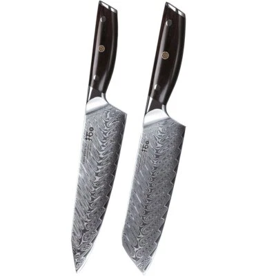 2x TURWHO Chef Santoku Knife Japan VG10 Damascus Steel couteau de cuisine chef - Imagen 1 de 4