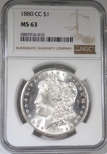 1880-CC Morgan Silver Dollar NGC graded MS 63 - Picture 1 of 4