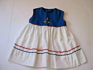 Vintage kleines Mädchen BAYLIS BROTHERS Gr. 4 blau ärmellos bestickt Kleid j132 - Bild 1 von 4