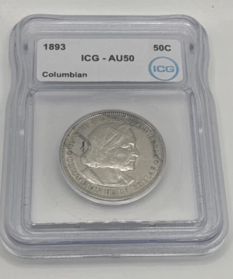 1893 50C ICG Columbian Commemortive Silver Half Dollar AU50 - Image 1 of 4