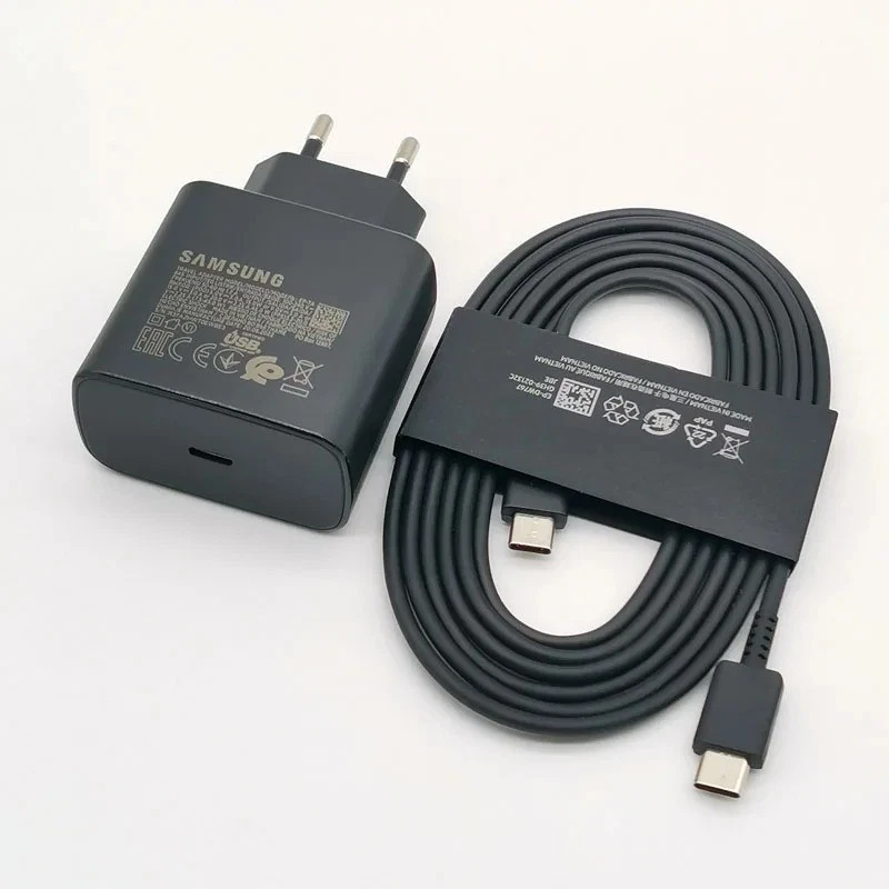 Carregador super rápido Samsung 45W plugue UE cabo tipo C 1.8M para S24 S23 S22 EUA - Imagem 1 de 4