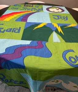 KIRCHE RELIGIÖS LITURGISCH HANDGEFERTIGT GESTEPPT BANNER HERR MEIN HIRTE REGENBOGEN - Bild 1 von 11