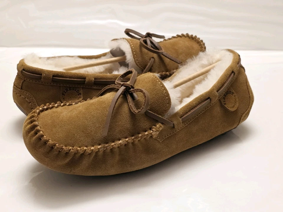 Fireside By Dearfoams Men's Brown Victor Moccasin Slipper Shoes Size 11