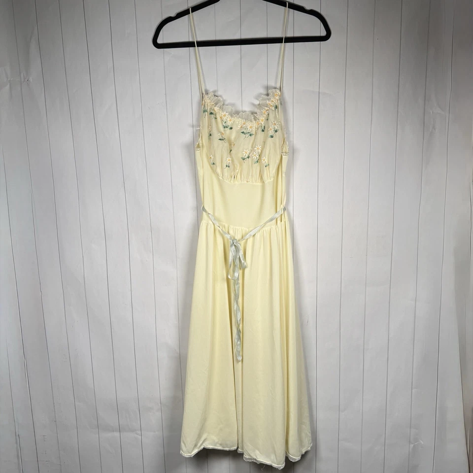 De Colección Años 50 Lencería Kickernick Amarillo Floral Chifón Vestido Coqueta Pradera Vestido S Foto 1 de 4