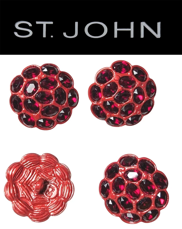 St John Knits (0.8 Inch) Ruby Red Crystal Red Enamel Replacement Buttons  - Image 1 of 1