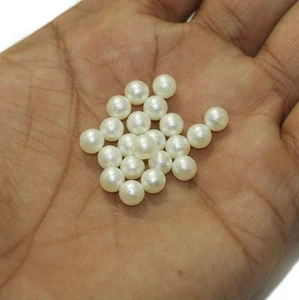 Cuentas redondas de perlas acrílicas de 6 mm con orificio lateral - Imagen 1 de 8