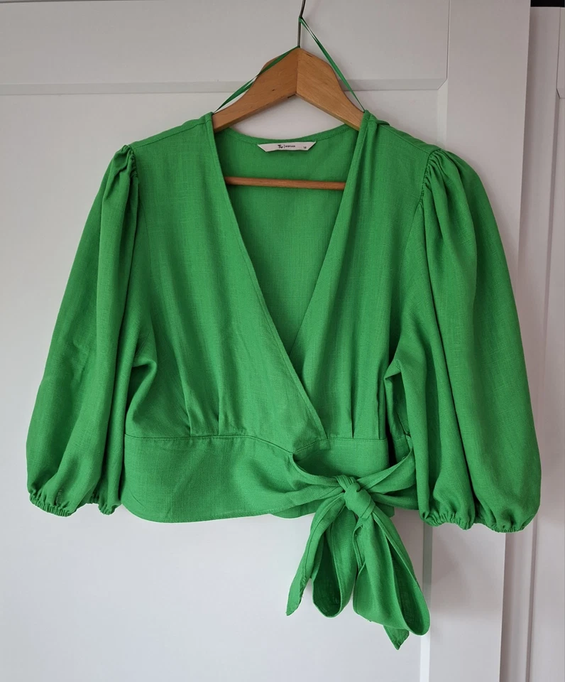 Tu Green Linen Mix Trouser Suit. Wide Legged Trousers. - Image 1 of 4