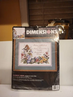 DIMENSIONS Stamped Cross Stitch Kit # 160 Flowery Verse OPENED - Image 1 of 4