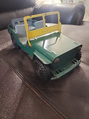 Vintage 60s Toy Marx LUMAR Willys Pressed Steel Green Jeep Rare USA 1:16 - Image 1 of 4