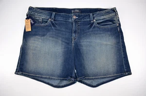 Pantalones cortos de mezclilla de tiro medio plateados Suki para mujer talla 24 cintura 46" entrepierna 7" nuevos con etiquetas - Imagen 1 de 11