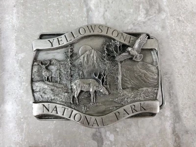 Hebilla de cinturón Yellowstone Siskiyou 1984 unisex parque nacional 3D peltre de colección Foto 1 de 4