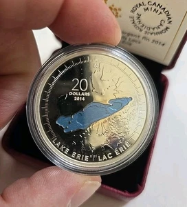 Silbermünze 20 $ Canadian 2015 The Great Lakes: Lake Erie 0,9999 1oz. Proof/Emaille - Bild 1 von 7