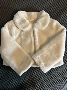 Gymboree Girls White Ivory Winter Faux Fur Coat Jacket Christmas X-Small 3-4 - Picture 1 of 6