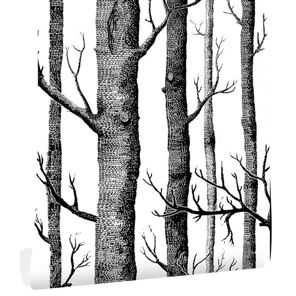 17.7&quot &quotBirch Tree Wallpaper Trunk Black And White Contact Paper Self
