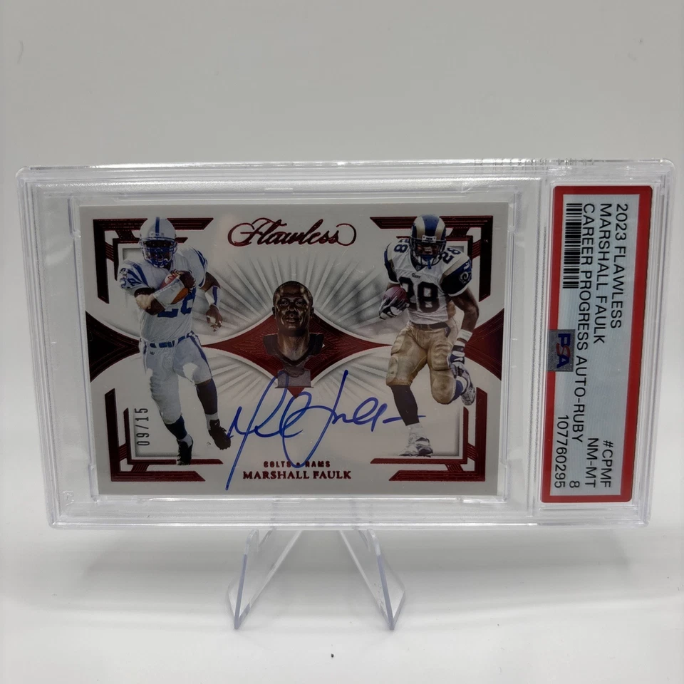 2023 Flawless Marshall Faulk Ruby Hall Of Fame Autograph On Card Auto #09/15 - Image 1 of 2