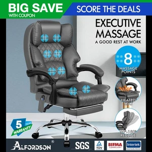 ALFORDSON Massage Office Chair Computer Heated Seat Executive Recliner Gaming - Picture 1 of 11
