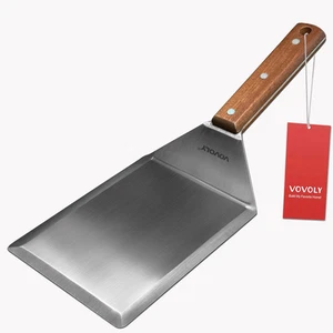 Extra Wide Spatula, Large Metal Spatula with Full Tang Wooden Handle & Beveled E - Picture 1 of 12