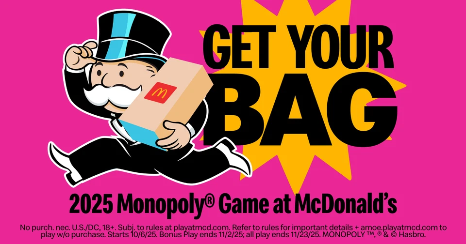 50 McDonald's Monopoly Pieces : Digital Unused Game Codes – Email Delivery - Image 1 of 1