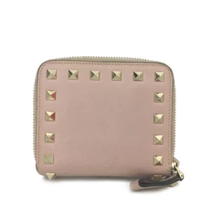 VALENTINO Garavani Rock Studs Leather Bifold Wallet Pink/6BF1572 - Picture 1 of 8