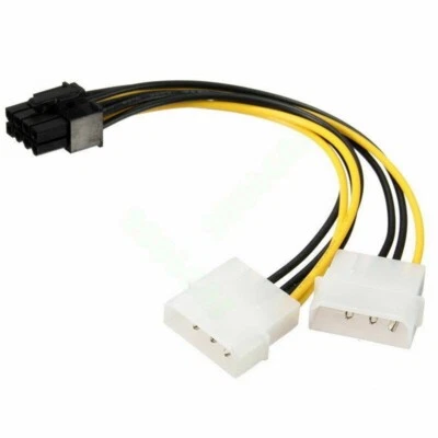 Dual 4 Pin Molex IDE to 8 Pin PCI Express Power Cable PCI-E Adapter - Bild 1 von 4