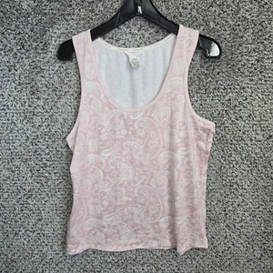Lucky Brand Top Womens Large Pink Paisley Print Scoop Neck Stretch Ladies - Picture 1 of 7