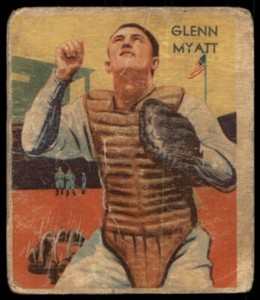 1934 DIAMOND STARS GLENN MYATT 58 POOR NATIONAL CHICLE R327 CLEVELAND INDIANS