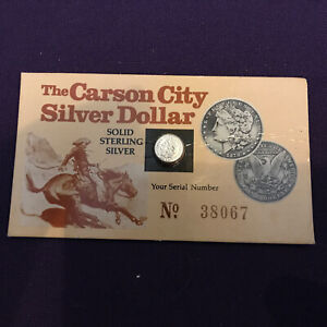 Carson City Sterling Silver MINIATURE 1878  Dollar w/ COA