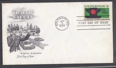 USA 1965 2 FIRST DAY COVERS TRAFFIC SAFTY + CACHET - Image 1 of 2