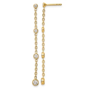 14k Yellow Gold Lab Grown Diamond Dangle Earrings ( Clarity-VS, Color D-E) - Picture 1 of 4