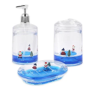 NIB Sparrowhawk International 3-PC Snow Globe Bathroom Accessory Set NEW - Picture 1 of 2