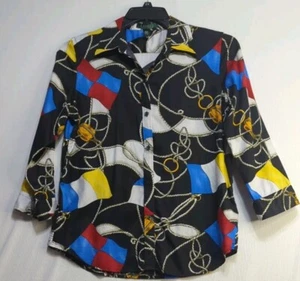 Camicia blusa vintage Lauren Ralph Lauren corda nautica abbottonata media - Foto 1 di 8