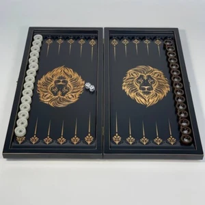 Juego de Backgammon de Madera, Diseño de León, Tablero de Juego, 19.7x9.1", Regalo para Marido - Imagen 1 de 5