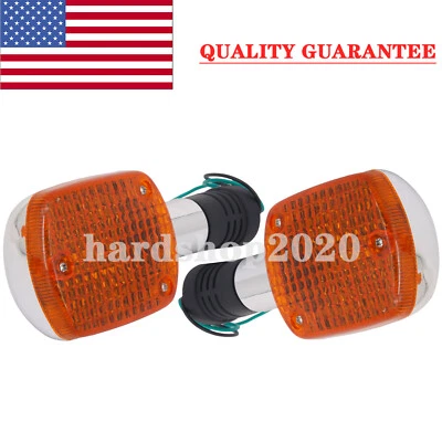 一对适用于本田 Nighthawk CB650SC CB550SC 前转向信号指示器 带杆 — 第 1/4 张图片