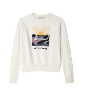 WHITE + WARREN Cote d'Azur Ivory 100% Cashmere Sweater Size Small NSC - Picture 1 of 8