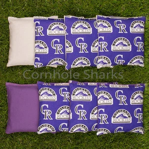 Cornhole Bean Bags Set of 8 ACA Regulation Bags Colorado Rockies Free Shipping - Picture 1 of 2