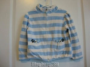 Gymboree PANDA CLUB Blue & White Strip Velour Jacket Girl Size 5 EUC Fall Winter - Picture 1 of 12