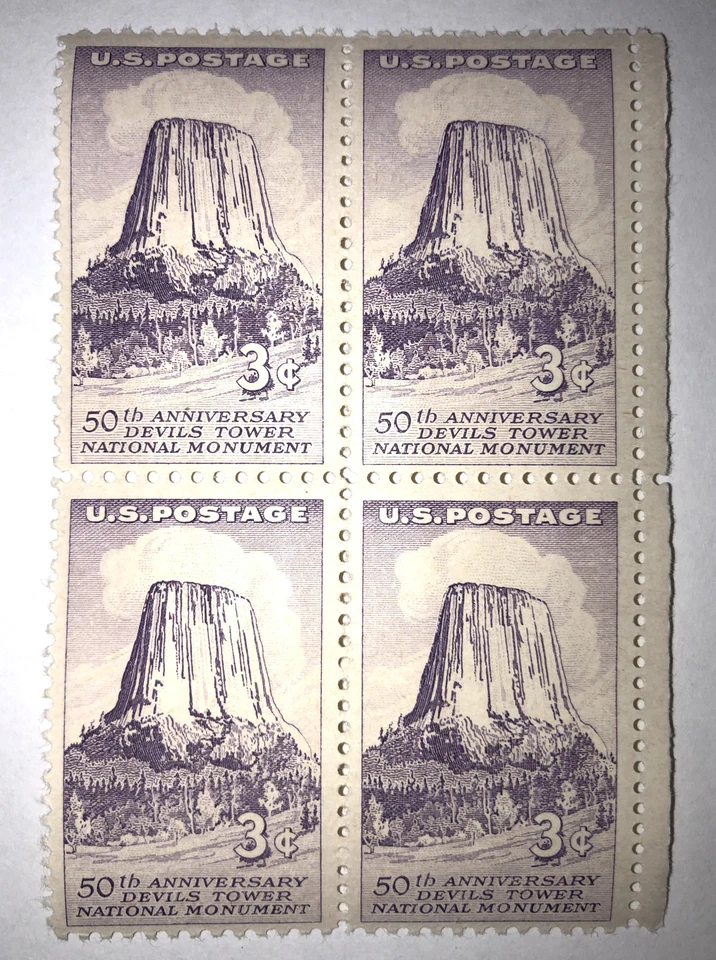 1956 50th Anniversary Devil's Tower Park 3 Cent U.S. Block of 4 MNH - Image 1 of 1