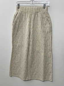 See and Be Seen Beige Pattern Textured Wide Leg Pants Women's Small Crop Pull On - Picture 1 of 10