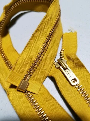 VTG.1970s"TALON" USA/SEPARATING(Jacket)ZIPPER/#5Metal BRASS 22.5"/MUSTARD COTTON - Image 1 of 3