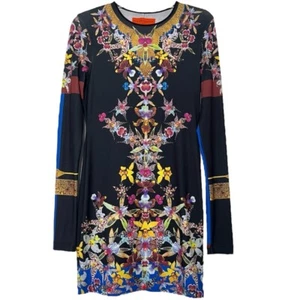 Clover Canyon Bodycon Dress Orchid Garden Mystic Artsy Floral Black Multi Medium - Picture 1 of 13