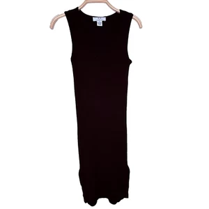 Vestido Suéter Magaschoni Cuello en V Acanalado Sin Mangas Negro Talla M - Imagen 1 de 8
