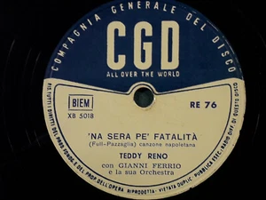 78 giri-10"TEDDY RENO "CE SOIR - NA SERA PE' FATALIT " CGD RE 76 VG+ - Picture 1 of 2