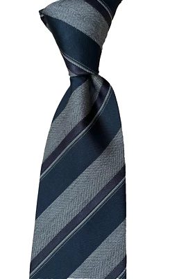 John Varvatos Navy/Gray/Burgundy Striped Silk Blend Tie 59"x 3" USA - Image 1 of 4
