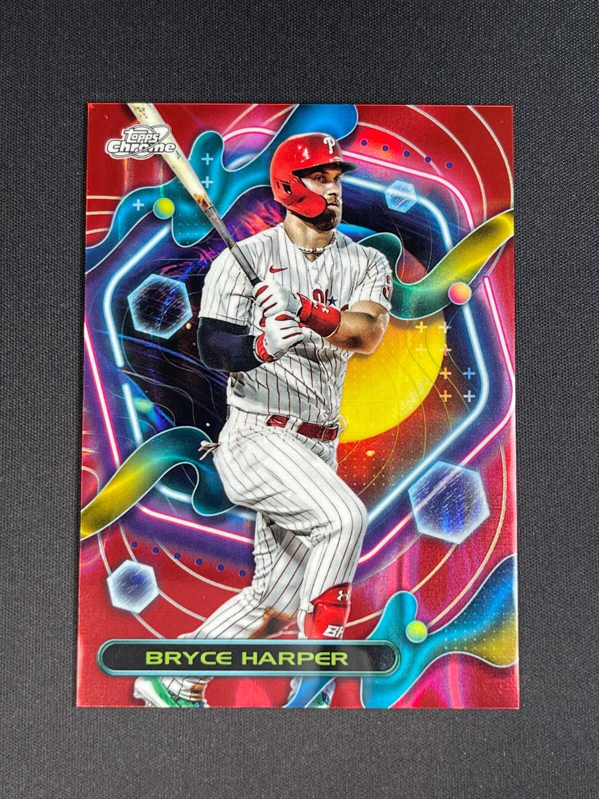 2023 Topps Chrome Cosmic #19 Bryce Harper Red Flare Refractor 3/5 Jersey Number
