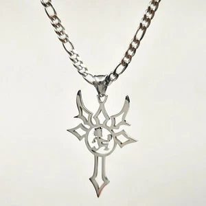 Cross Hatchetman Charm Stainless Steel pendant necklace figaro chain 30inch - Picture 1 of 7