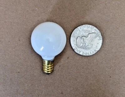 White Globe 8 Watt Bulb 120 volt candelabra E14 base - Image 1 of 2