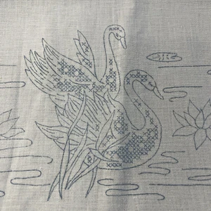 Vintage Herrschners Swans And Lilies Runner 16 1/2x43” - Picture 1 of 9