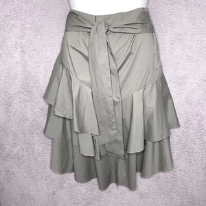 Vince Camuto Skirt Women 10 Green Tiered Ruffle Midi Asymmetric Hem Lagenlook - Picture 1 of 10