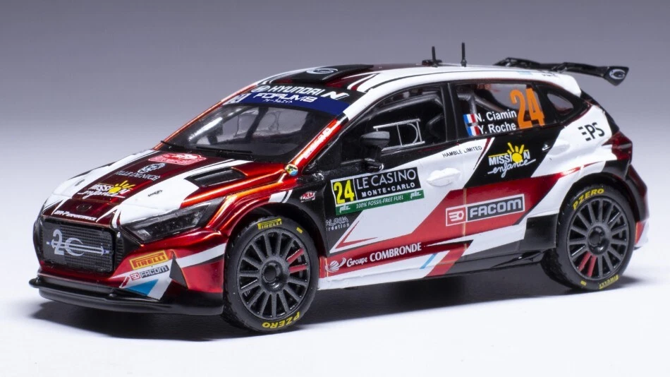 Modellino auto scala 1:43 Ixo HYUNDAI i20 RALLY MONTE CARLO 2024 modellismo - Immagine 1 di 1